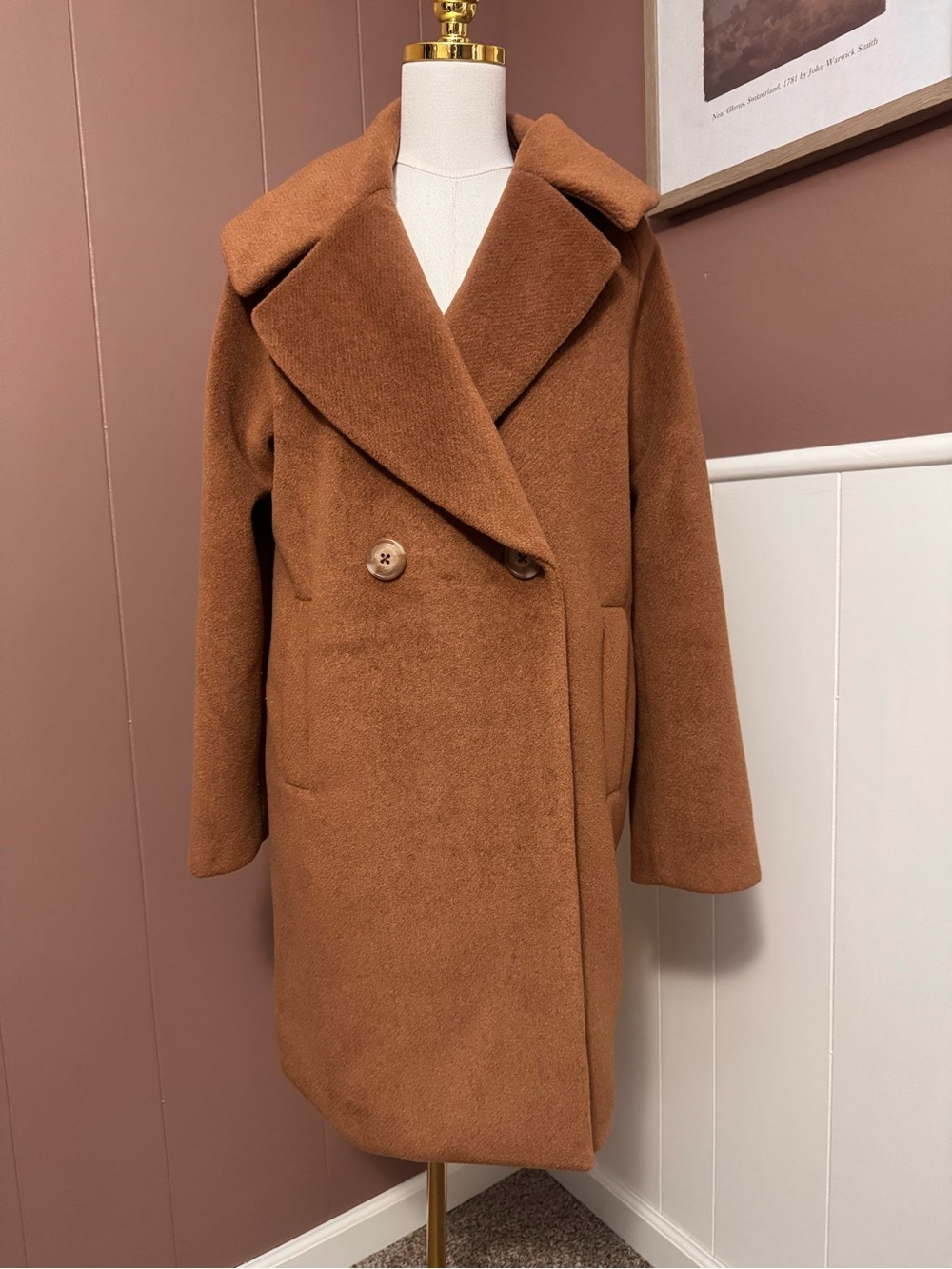 Elie Tahari Faux Fur Long Peacoat